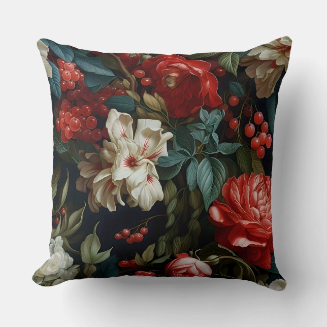Coussin Everglow Noel Florals Botanique (Recto)