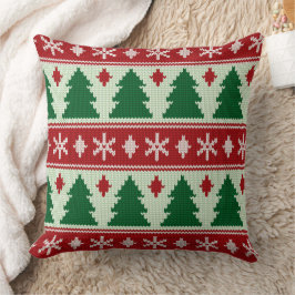 Coussin Evergreens & Snowflakes Knit