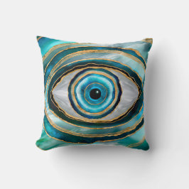 Coussin Evil Eye Amulet Aquarelle marbres et or