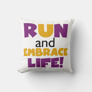 Coussin Exécuter Embrasser la vie violet jaune