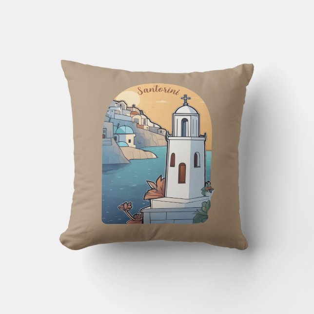 Coussin Exploration de Santorin, Grèce (Recto)