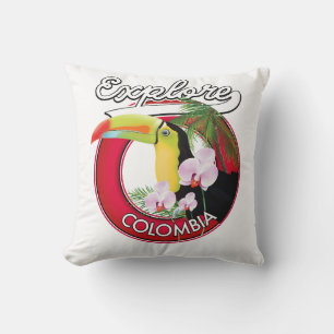 Coussin Explorer le logo rétro de Colombie