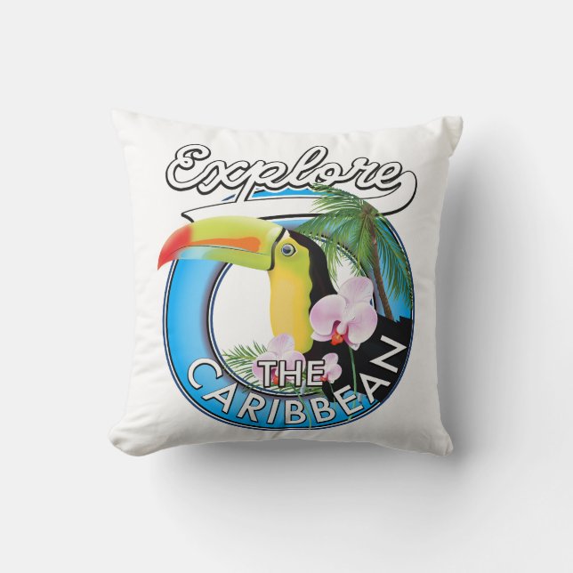 Coussin Explorez la zone de voyage des Caraïbes. (Recto)