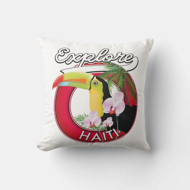 Coussin Explorez le logo Haïti. (Recto)