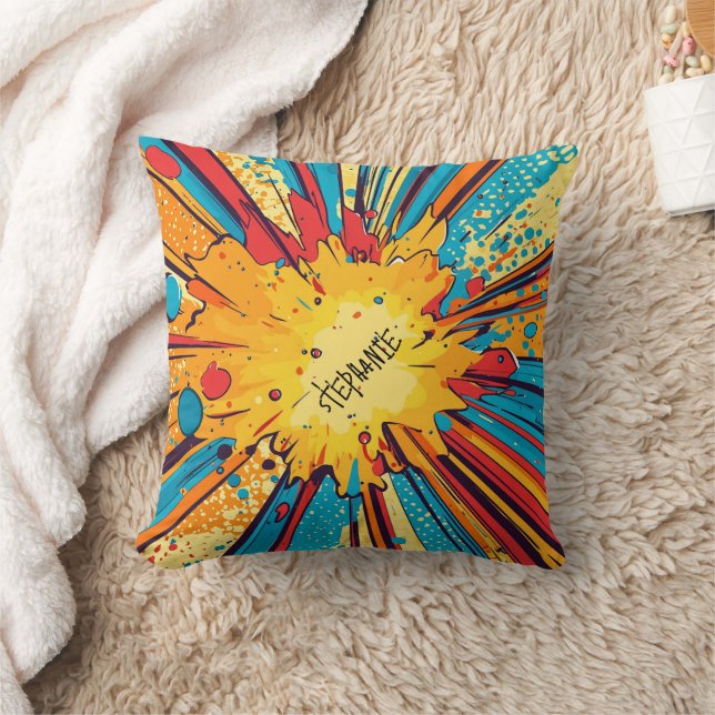 Coussin Explosion d'art pop de style comique (11) (Couverture)
