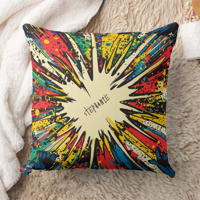 Coussin Explosion d'art pop de style comique (2) (Couverture)