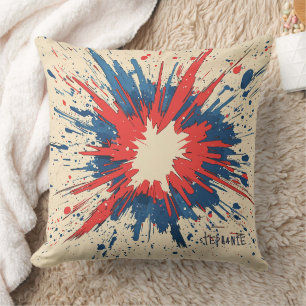 Coussin Explosion de bande dessinée rouge cramoisi Ligne d