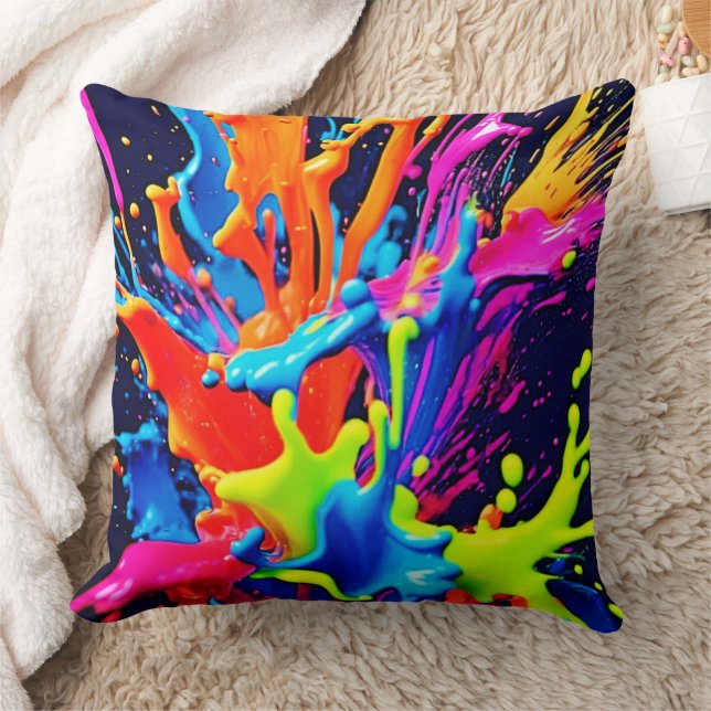 Coussin Explosion de fluide de peinture néon (Couverture)