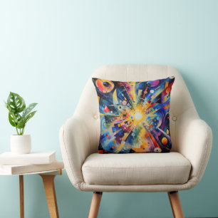 Coussin Explosion Géométrique Cosmique Abstrait