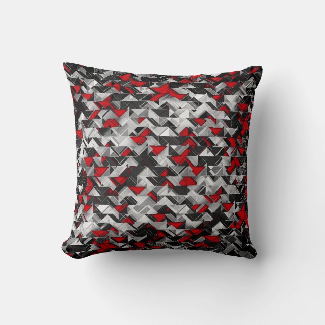 Coussin Explosion géométrique noire et rouge (Recto)