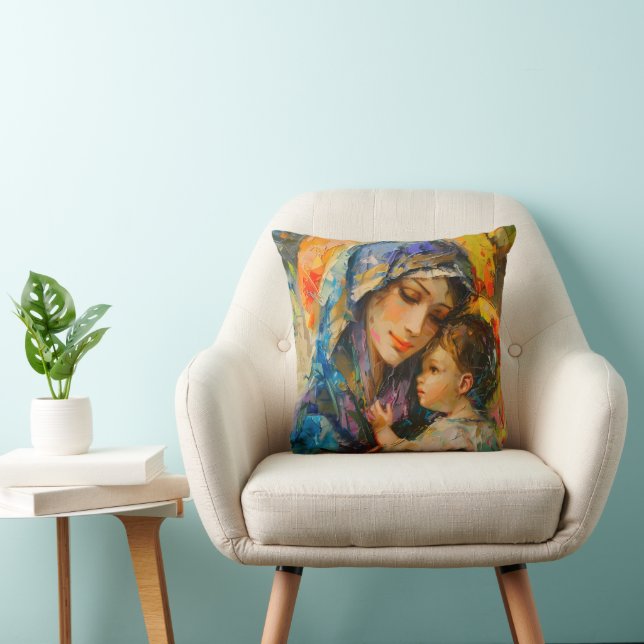 Coussin Expressionisme de Marie et Jésus (Chaise)