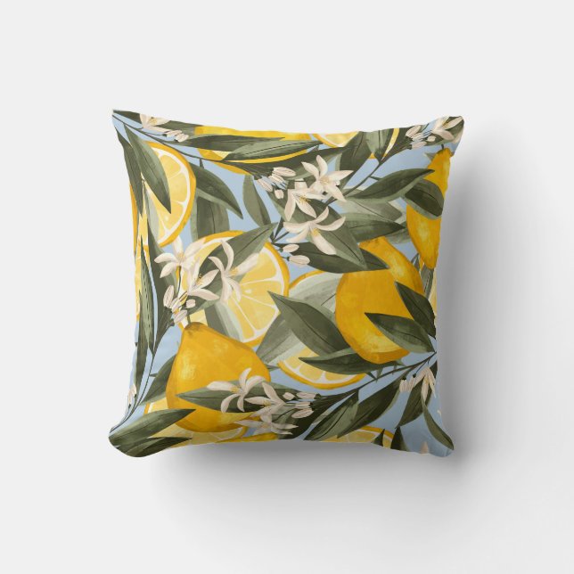 Coussin Exquis motif aux fruits jaunes bergamot, cit (Recto)