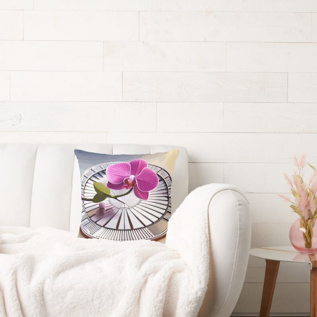 Coussin Exquise orchidée rose repose sur une plaque d'arge (Canapé)
