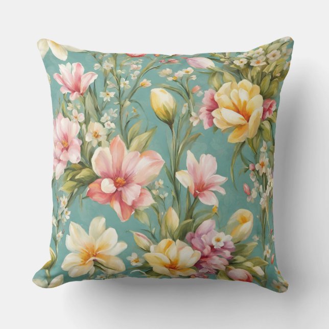 Coussin Exquise rose, Magnolia Jaune aux fleurs blanches (Recto)