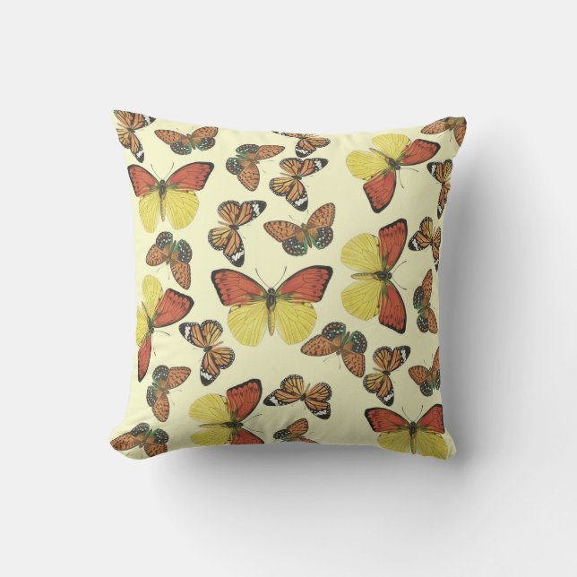 Coussin extérieur 16x16 de papillons oranges et (Recto)
