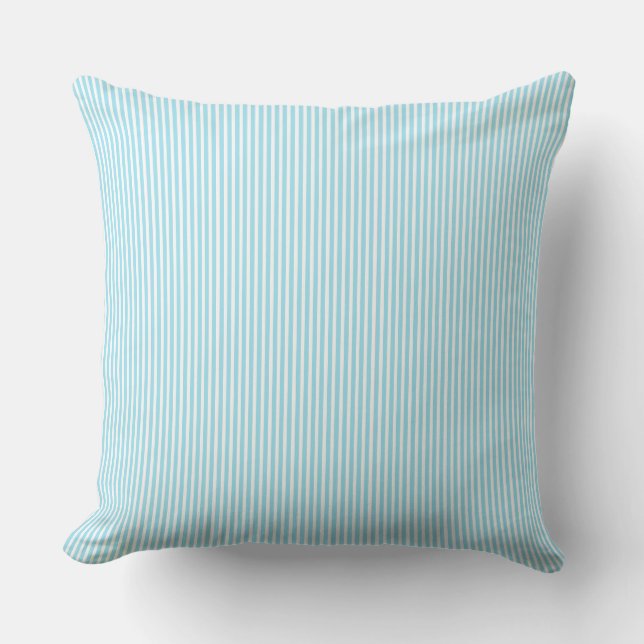 Coussin extérieur Aqua and White Pin Stripe 20x20 (Recto)