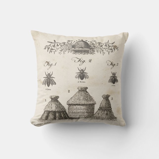 coussin extérieur d'abeilles et ruches botaniques  (Recto)