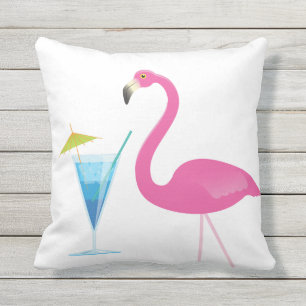 Coussin extérieur de Flamant rose et de cocktail