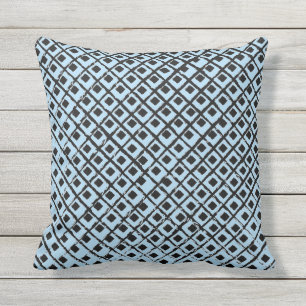 Coussin extérieur en Carré bleu et noir géomét