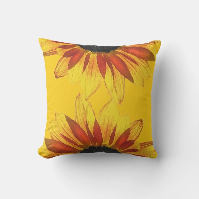 Coussin extérieur floral de tournesol jaune et (Recto)
