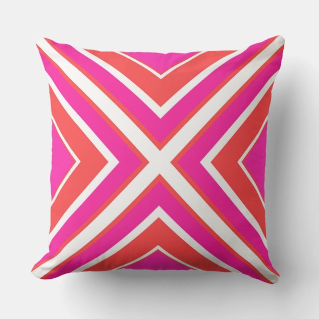 Coussin extérieur géométrique rose orange (Recto)