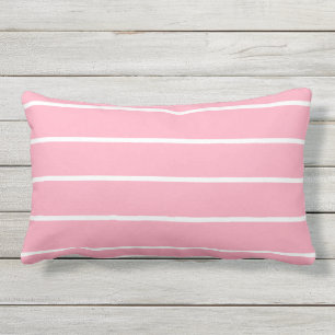 Coussin extérieur lombaire de rayure blanche rose