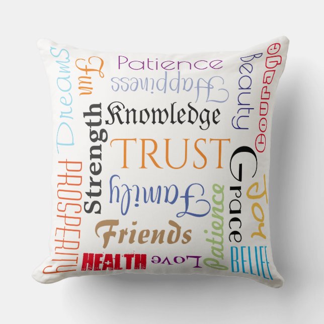 Coussin extraordinaire de 18 souhaits de la vie (Recto)