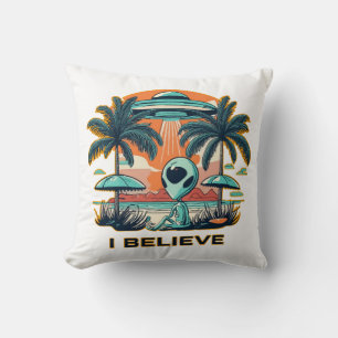 Coussin extraterrestre avec OVNI JE CROIS