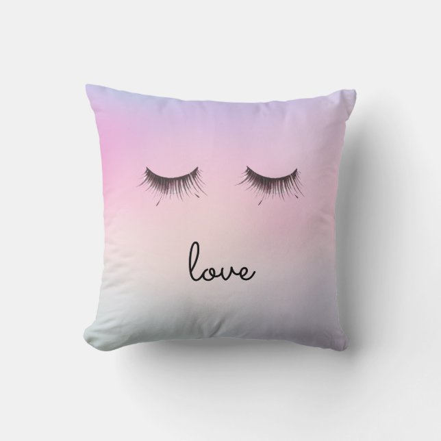 Coussin Eyelashes amour Purple Pink Tie teinture (Recto)