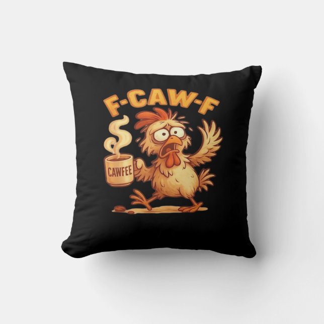 Coussin F-Caw-F Funny Chicken Classic Retro Graphic (Recto)