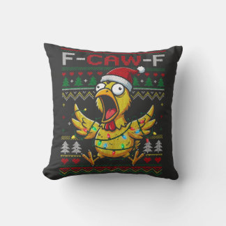 Coussin F-CAW-F Funny Screaming Chicken Ugly Christmas