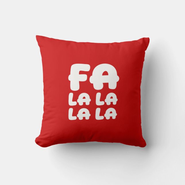 Coussin Fa La La La La Red Christmas Accent Throw Pillow (Recto)