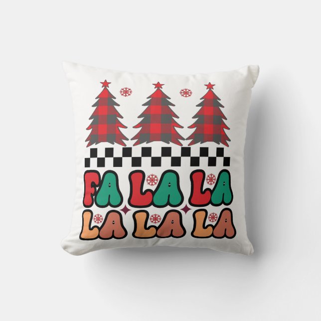 Coussin Fa la la Retro Vacances de Noël Super (Recto)