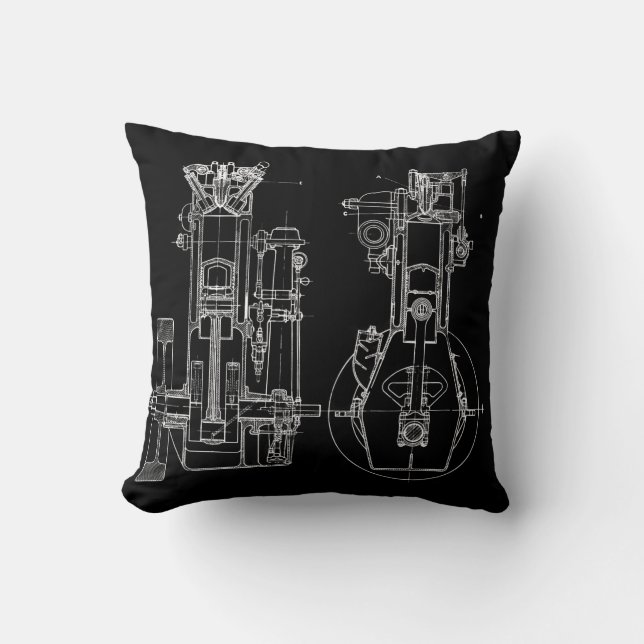 Coussin FaB MeChaNiCal DrAwinG BlUEpRiNT BlAcK AnD WhITe ! (Recto)