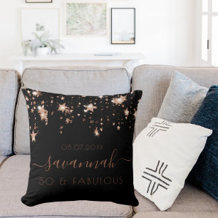 Coussin Fabuleux anniversaire noir or monogramme scintilla