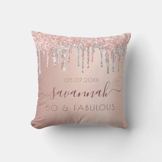 Coussin Fabuleux anniversaire rose or rose argent (Recto)