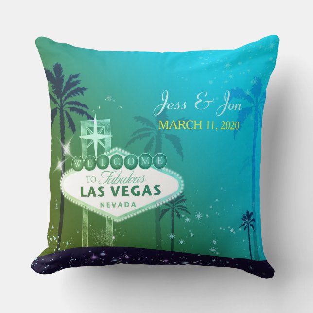 Coussin Fabulous Las Vegas Mariage Couple Keepsaké (Recto)