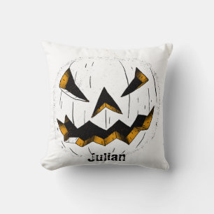 Coussin Face simple de citrouille jack-o-lanterne Hallowee