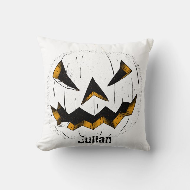 Coussin Face simple de citrouille jack-o-lanterne Hallowee (Recto)