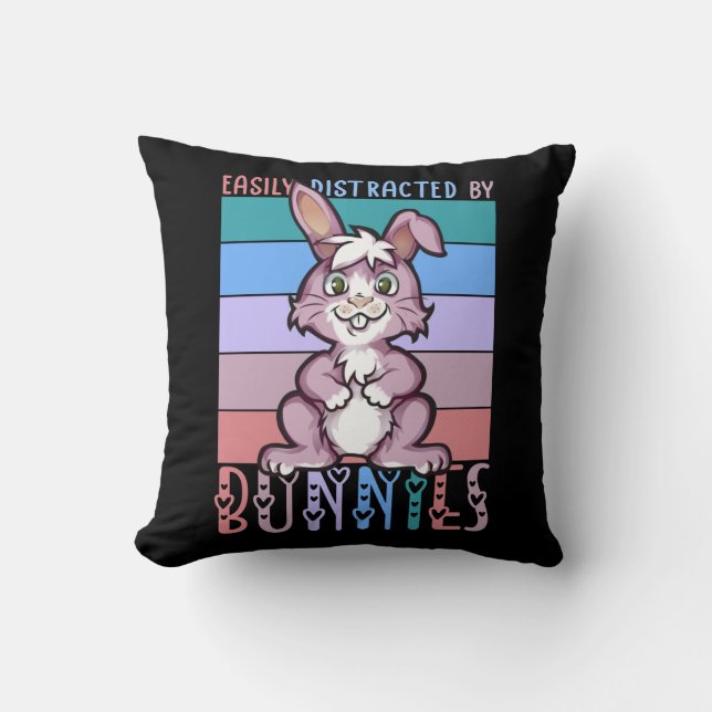 Coussin Facilement distrait par Bunnies Cute Bunny Lover (Recto)