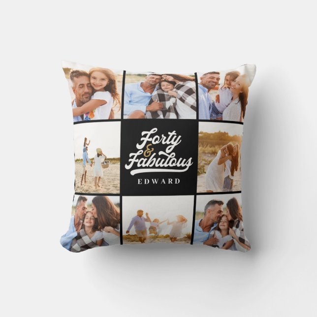 Coussin Faire 40 look bon or noir photo anniversaire thro (Recto)