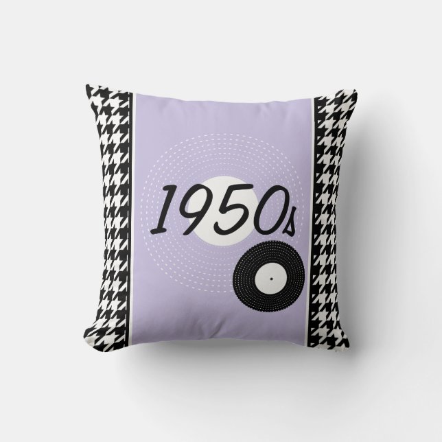 Coussin Faire-part à thème des années 1950 violet, noir et (Recto)