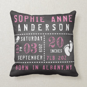 Coussin Faire-part de naissance de bébé de tableau