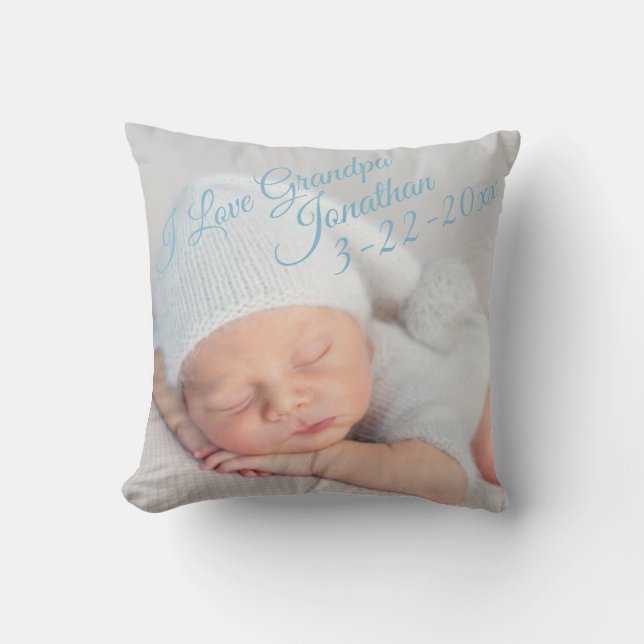 Coussin Faire-part de naissance photo Personnaliser les st (Recto)