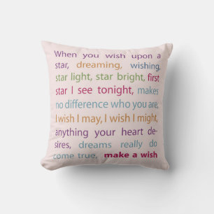 Coussin Faire un voeu (arc-en-ciel sur rose)