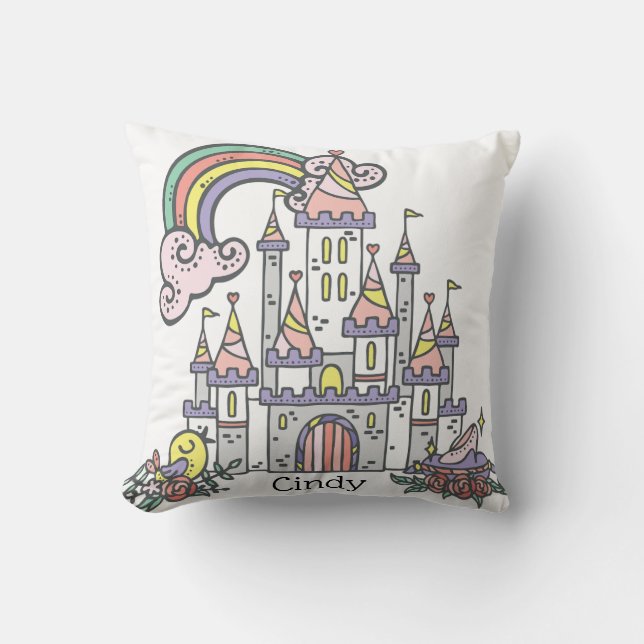 Coussin Fairytale Castle Princess Nom personnalisé (Recto)
