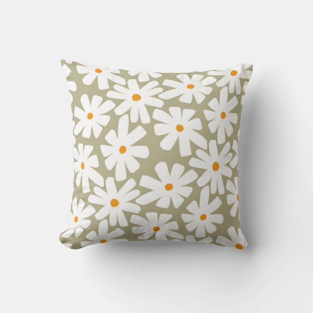 Coussin Faisceaux de printemps fleuris rétro motif sauge v (Recto)