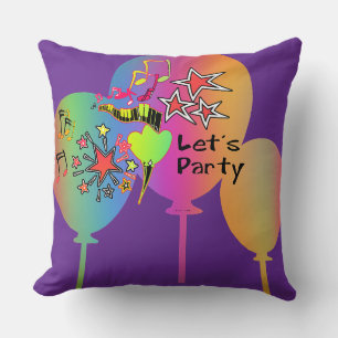 Coussin Faisons la fête Décoration amusante violette