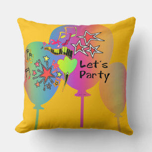 Coussin Faisons la fête décoration jaune amusante