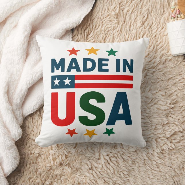 Coussin Fait en usa conception typographique patriotique (Couverture)